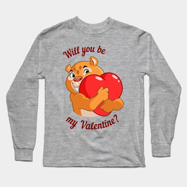 sabertooth tiger holding a heart Long Sleeve T-Shirt by Yurko_shop